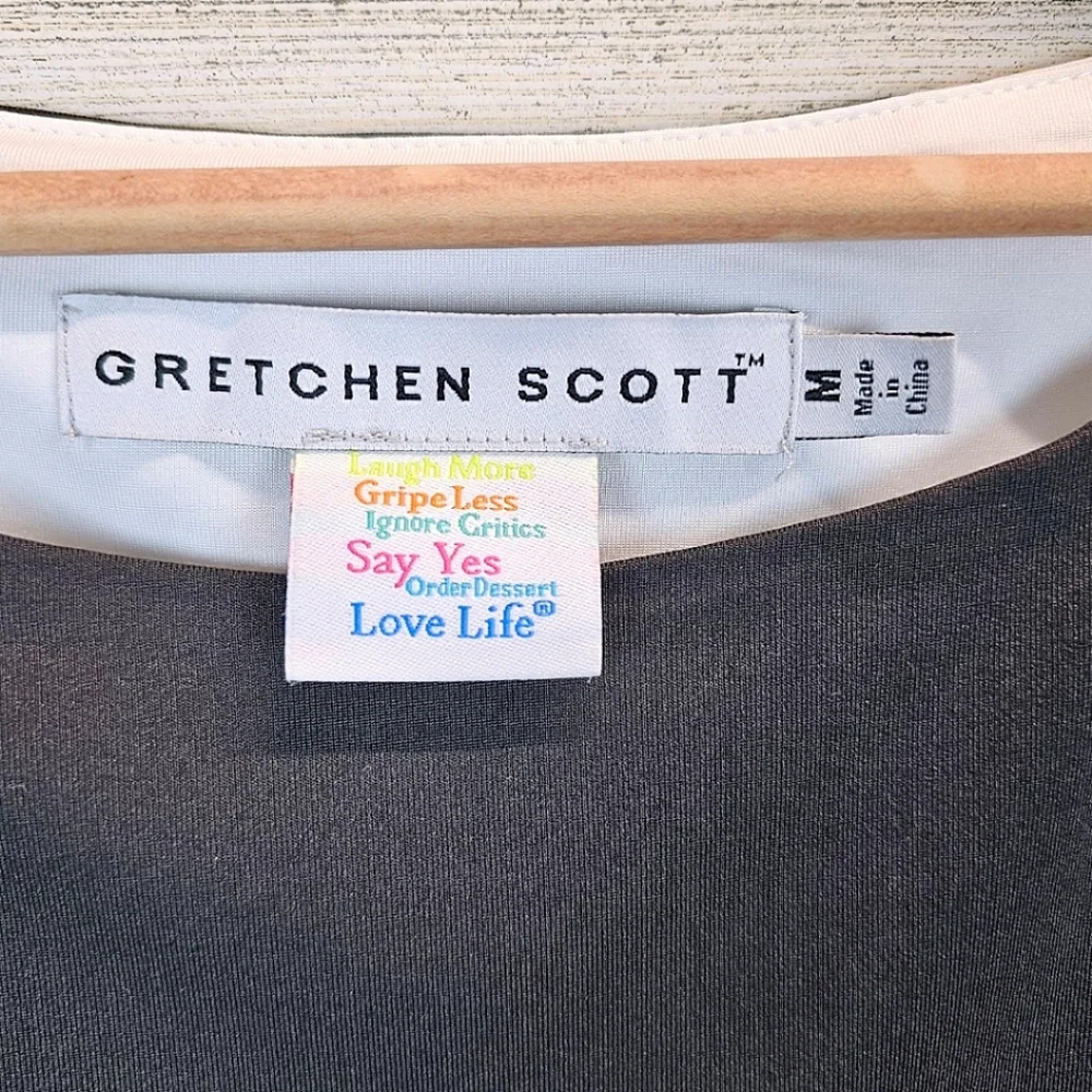Gretchen Scott Jersey Tee Topper Medium Black 3/4 Sleeves Sporty Athleisure Golf - Picture 15 of 16